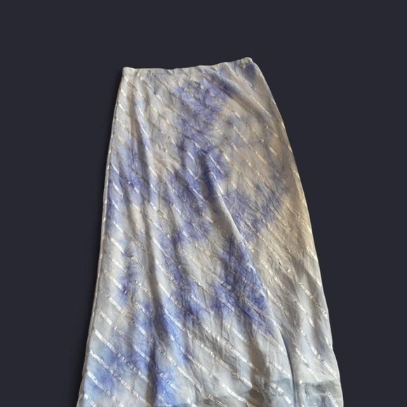 Vintage Y2K Flowy Ballet Core Silver and Blue Maxi‎ Skirt Sz 16 - Picture 3 of 8